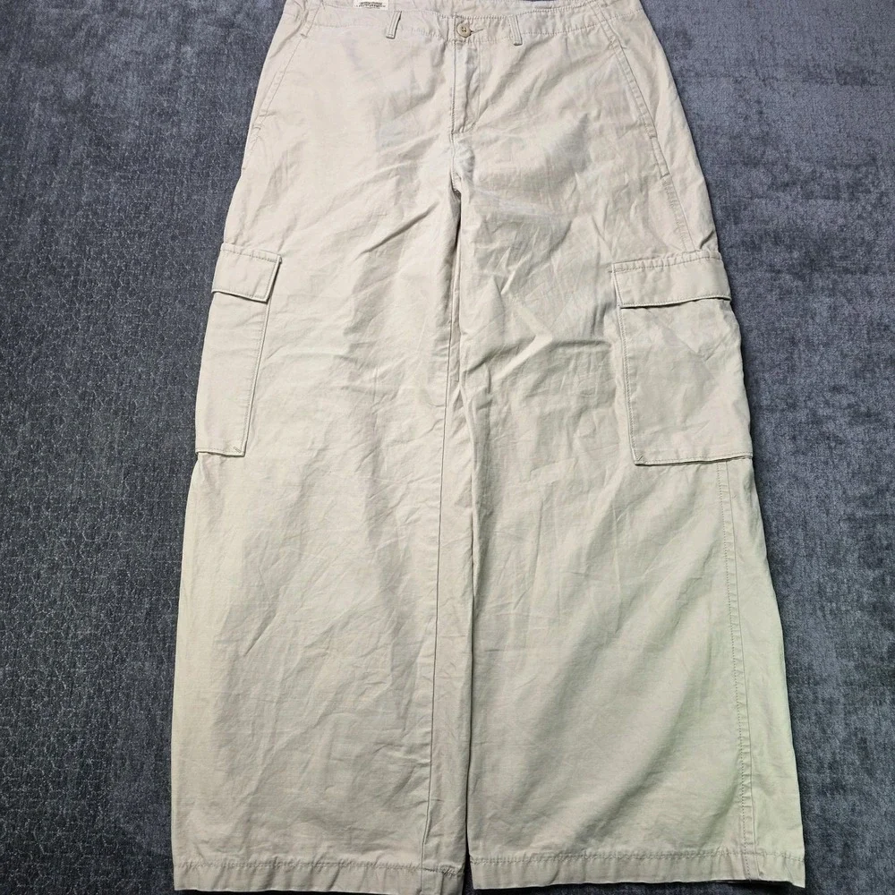 Levis Premium Wide Leg Baggy Cargo Pants Mens 31x30 Fits 34x29 Beige Khaki